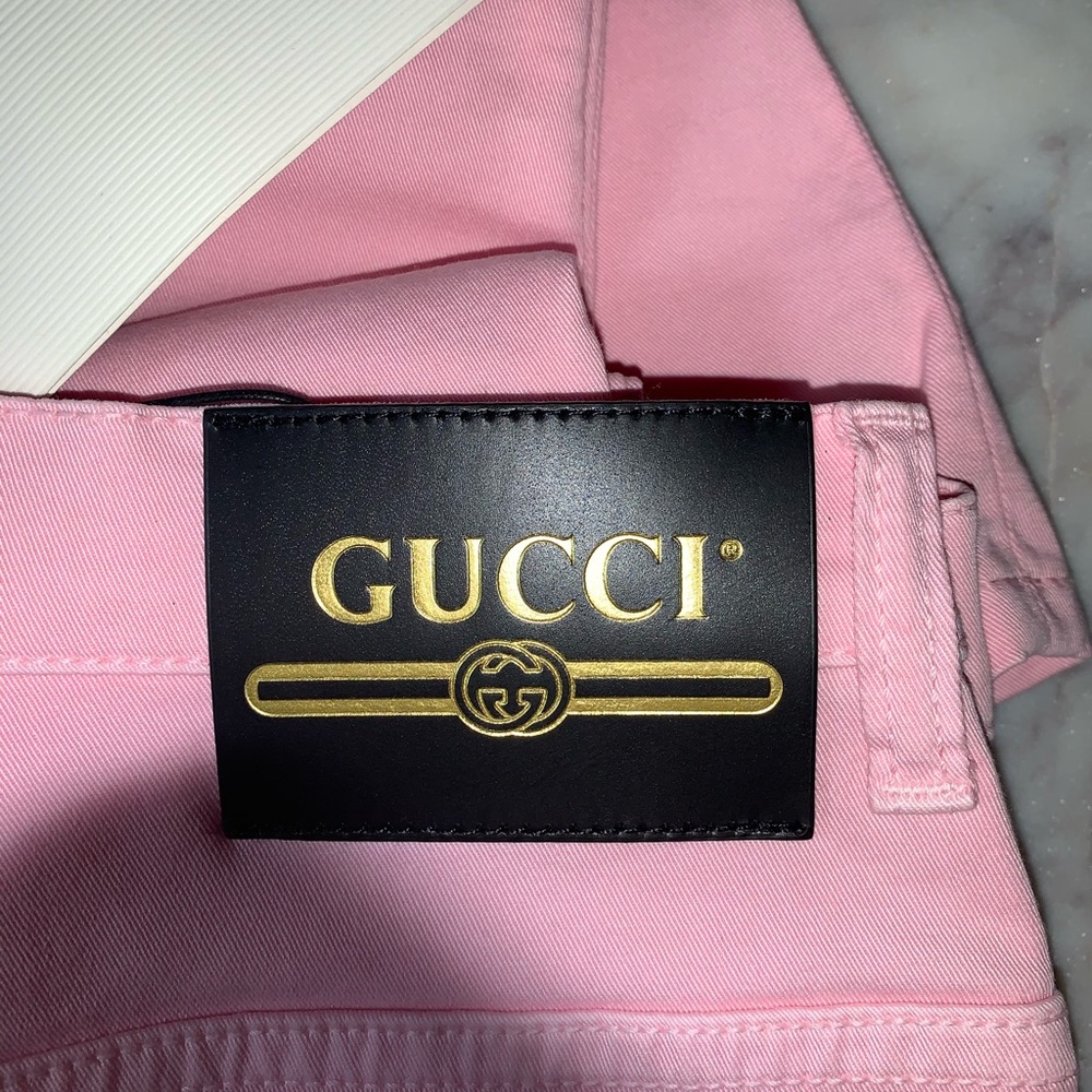 GUCCI High Waist Logo Patch Skinny Jeans In 5893 - Picture 5 of 10